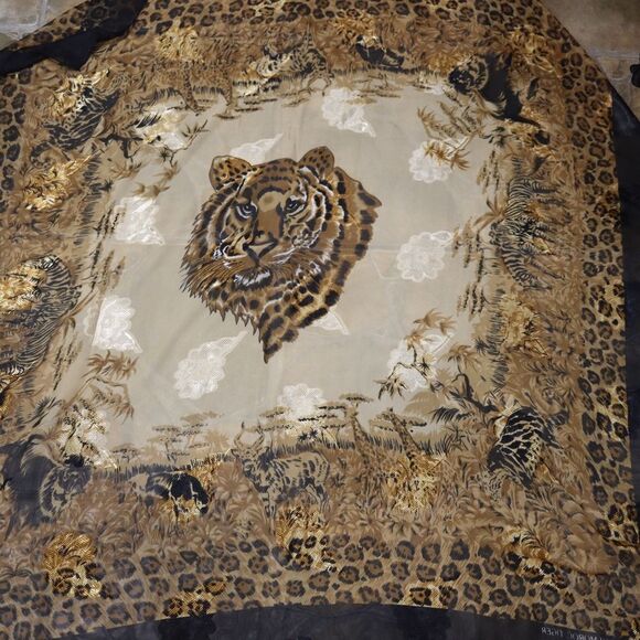 Boch Morac Tiger Sheer Animal Print Carol Baskin Tiger King Old Money Scarf - Picture 1 of 12